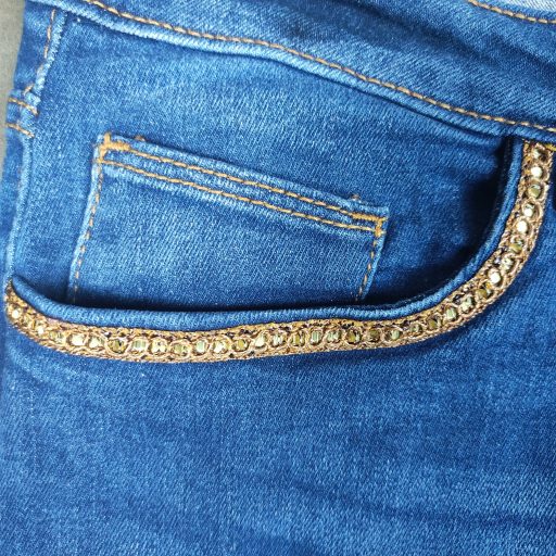 Blue Motion díszített női skinny farmer – kék, 42 / IT 46